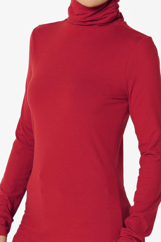 Viable Ruched Turtle Neck Long Sleeve Top DARK RED_5