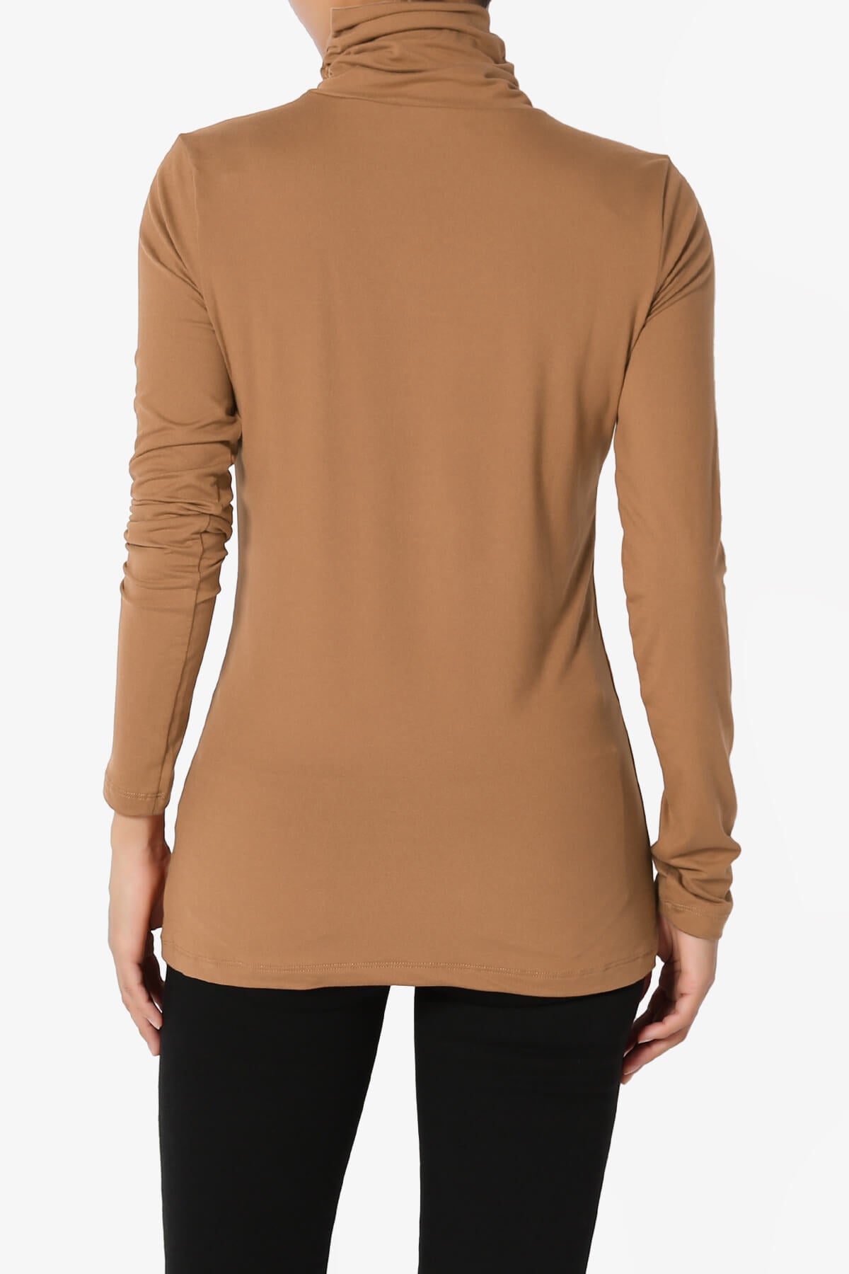 Viable Ruched Turtle Neck Long Sleeve Top DEEP CAMEL_2