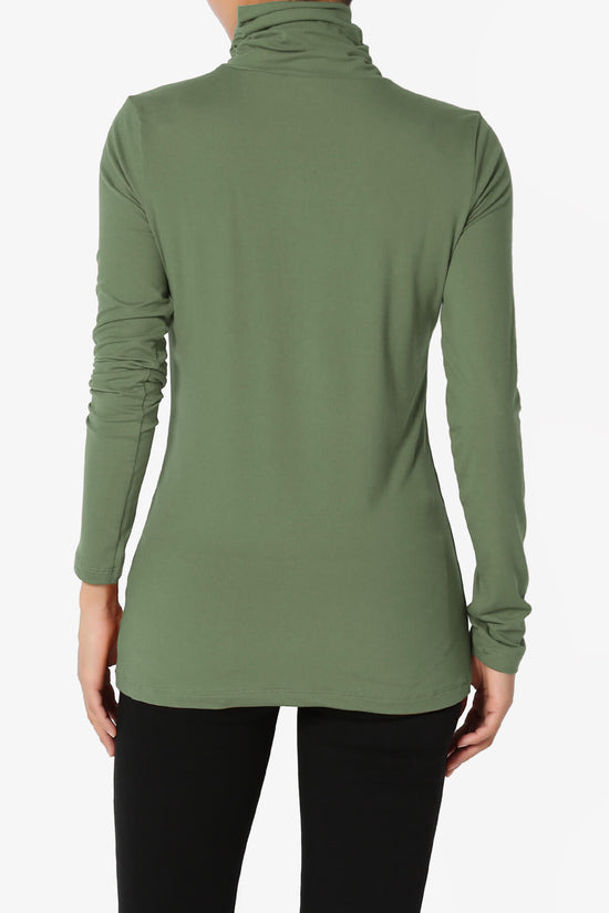 Viable Ruched Turtle Neck Long Sleeve Top DUSTY OLIVE_2