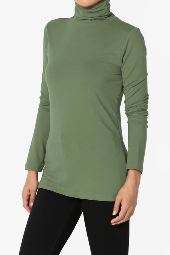 Viable Ruched Turtle Neck Long Sleeve Top DUSTY OLIVE_3