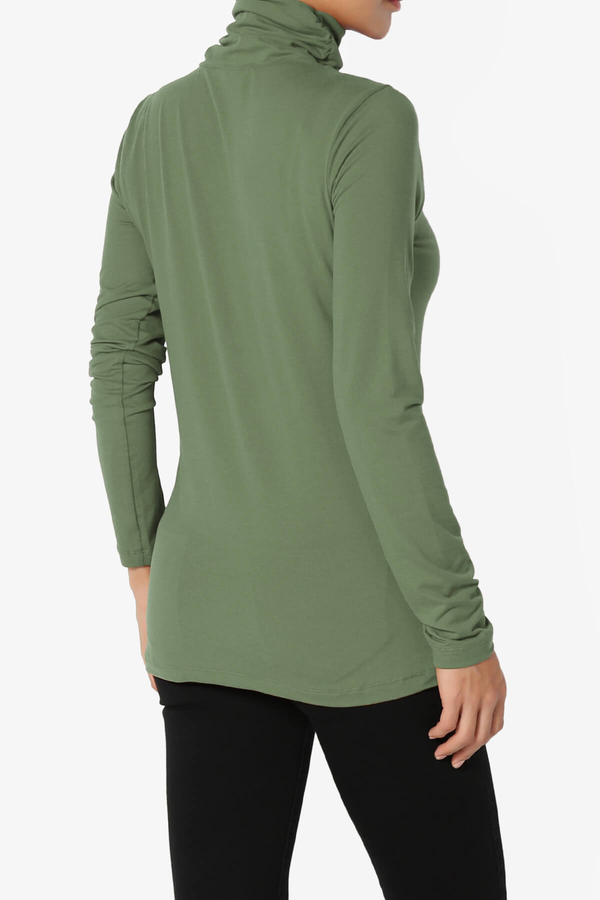 Viable Ruched Turtle Neck Long Sleeve Top DUSTY OLIVE_4
