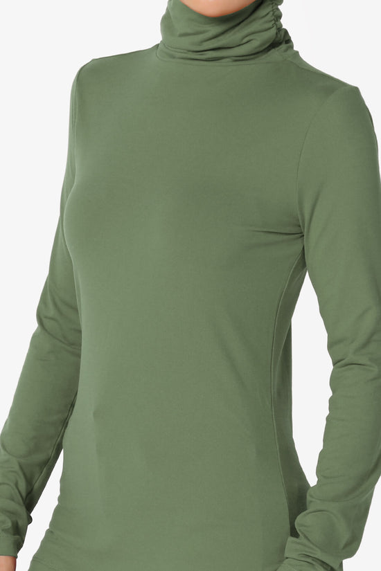 Viable Ruched Turtle Neck Long Sleeve Top DUSTY OLIVE_5