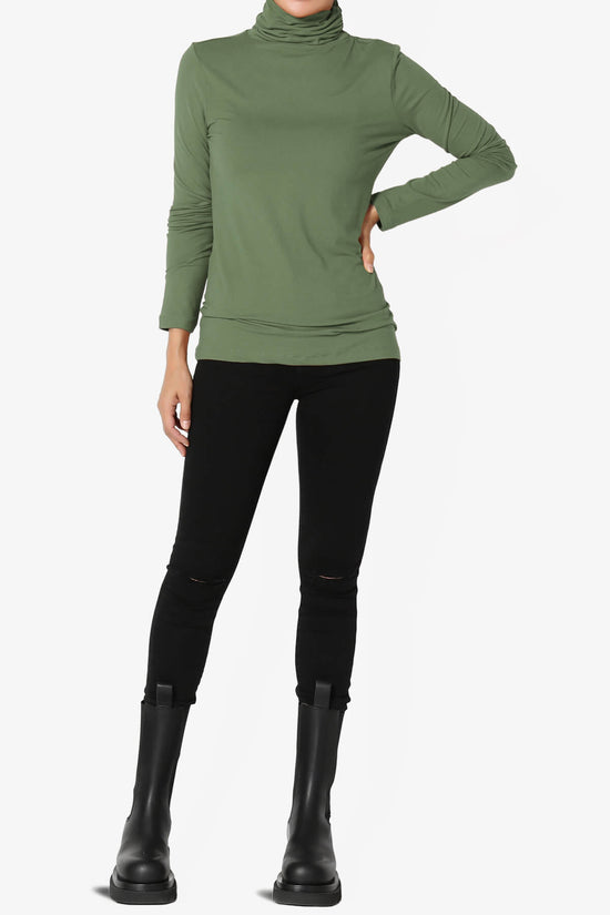 Viable Ruched Turtle Neck Long Sleeve Top DUSTY OLIVE_6