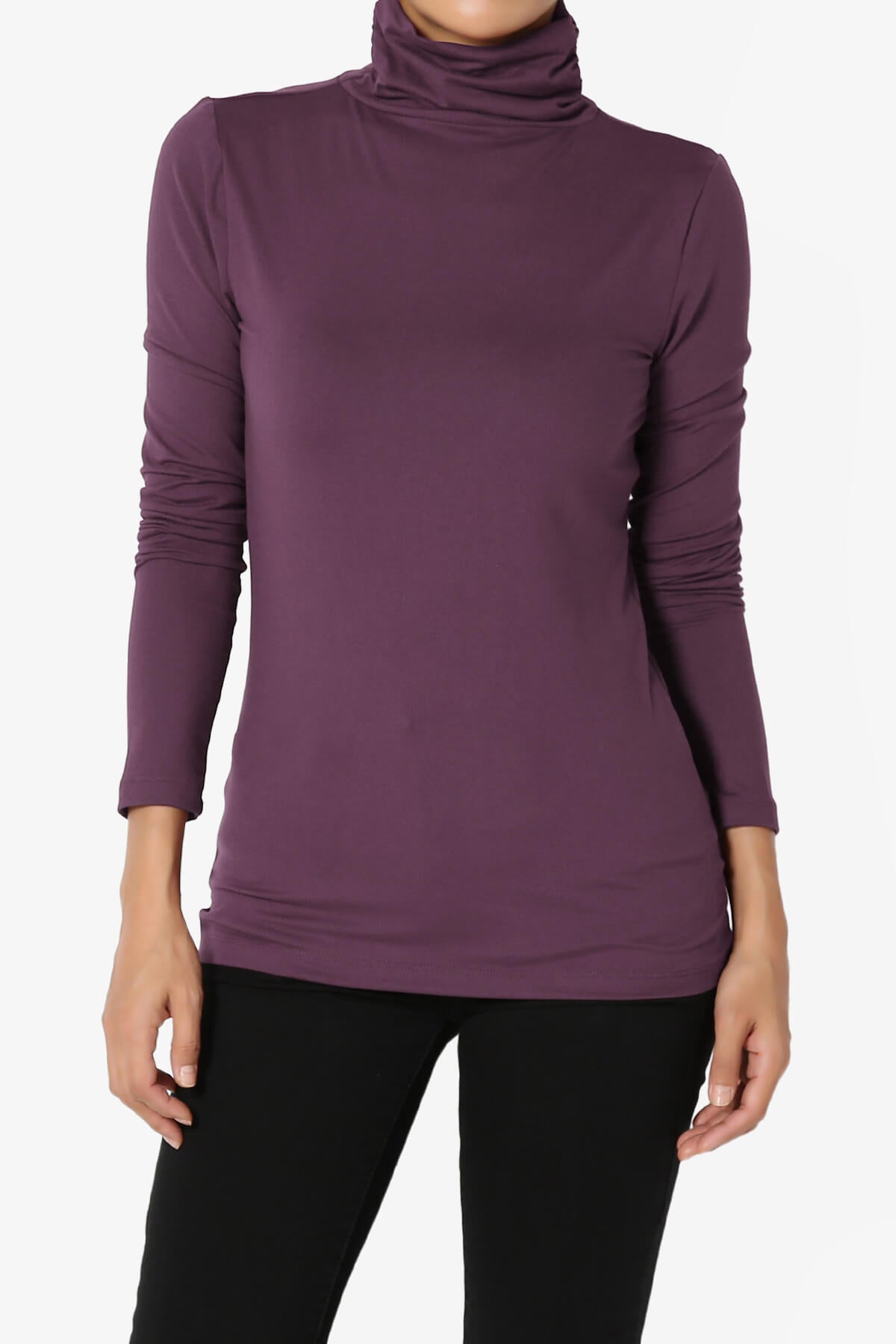 Viable Ruched Turtle Neck Long Sleeve Top DUSTY PLUM_1