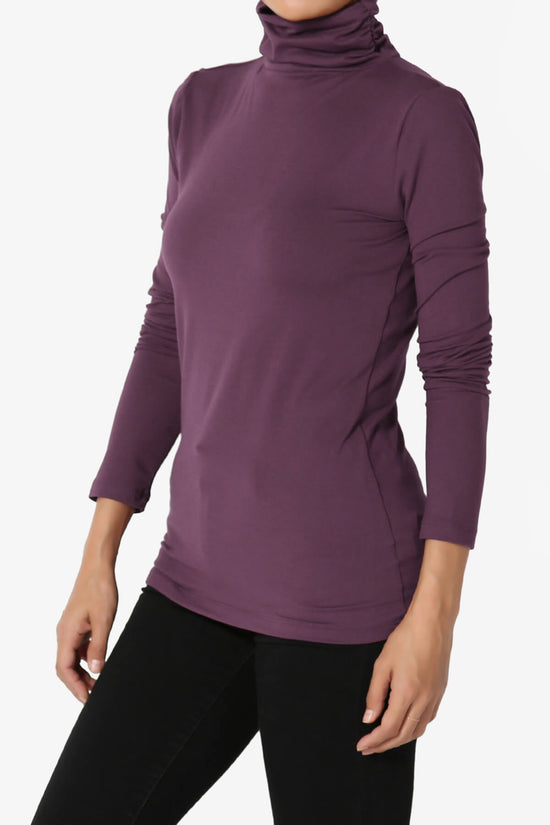 Viable Ruched Turtle Neck Long Sleeve Top DUSTY PLUM_3