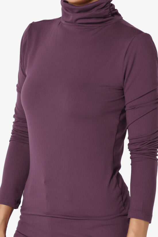 Viable Ruched Turtle Neck Long Sleeve Top DUSTY PLUM_5