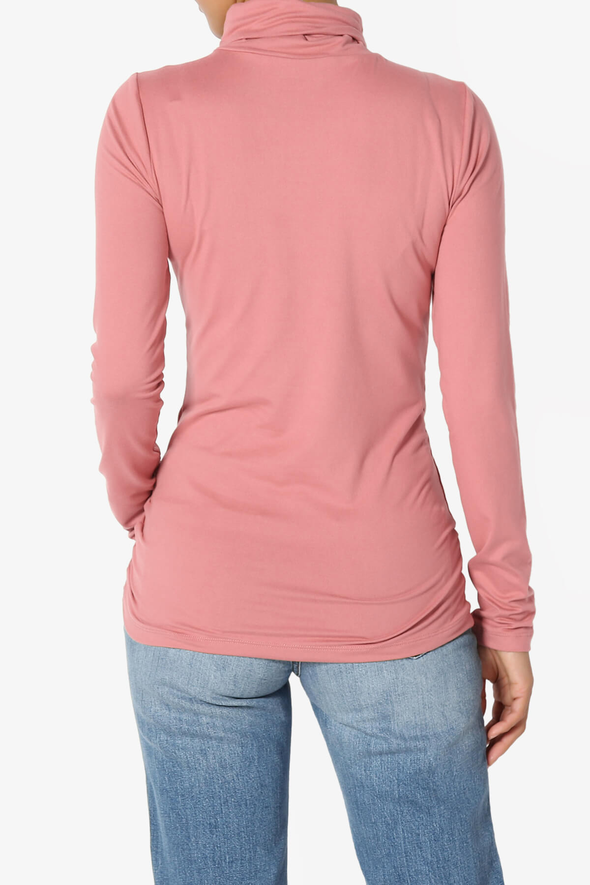 Viable Ruched Turtle Neck Long Sleeve Top DUSTY ROSE_2
