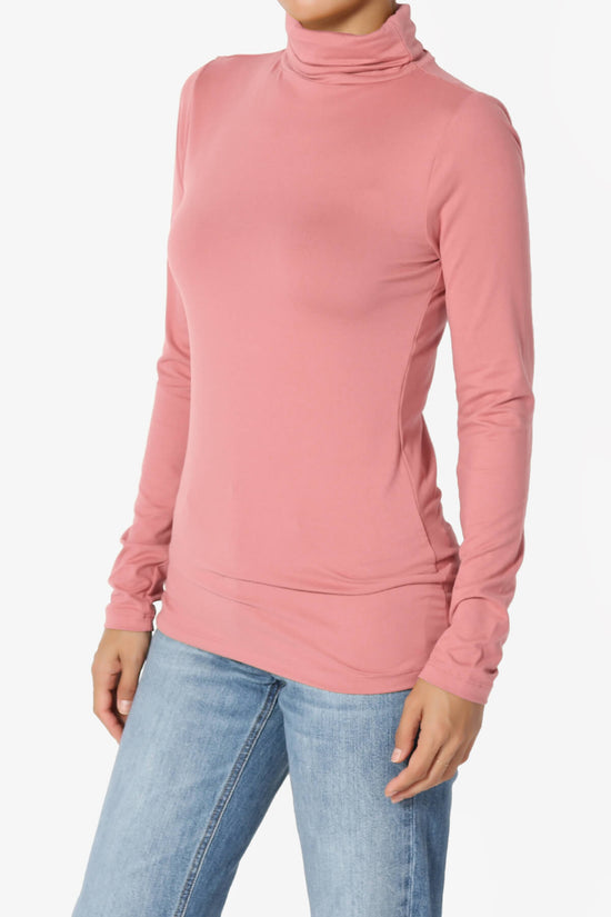Viable Ruched Turtle Neck Long Sleeve Top DUSTY ROSE_3
