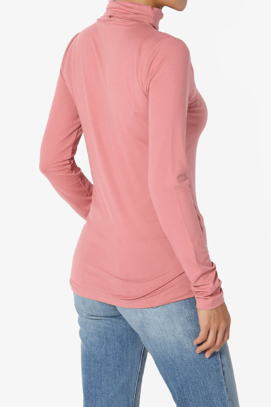 Viable Ruched Turtle Neck Long Sleeve Top DUSTY ROSE_4