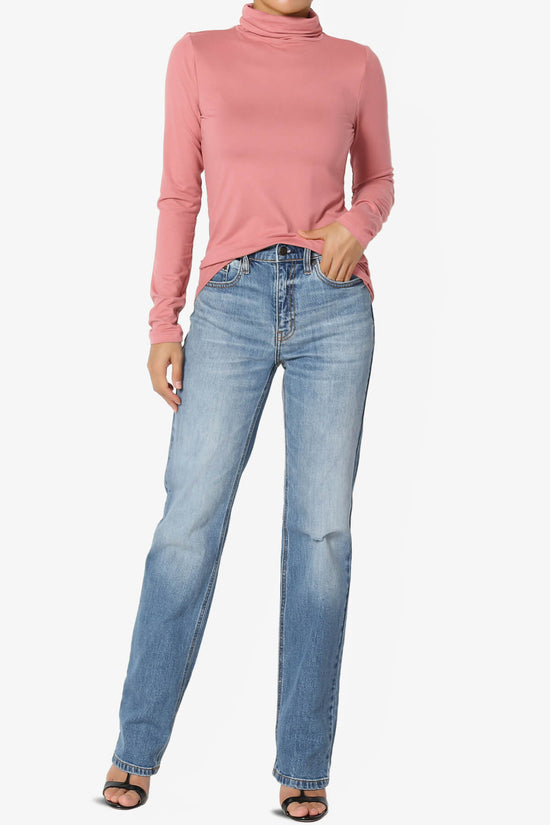 Viable Ruched Turtle Neck Long Sleeve Top DUSTY ROSE_6