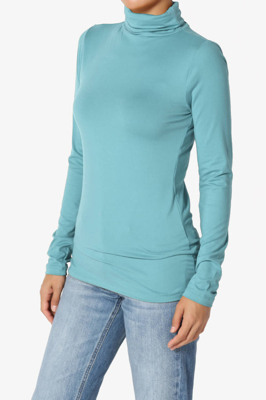 Viable Ruched Turtle Neck Long Sleeve Top DUSTY TEAL_3