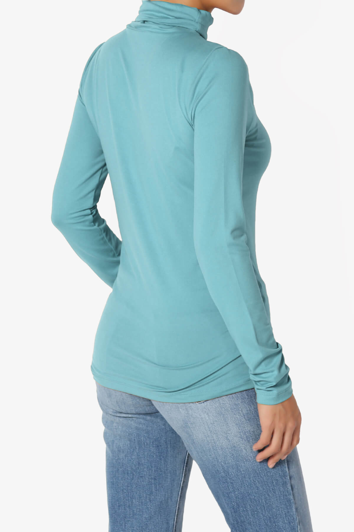 Viable Ruched Turtle Neck Long Sleeve Top DUSTY TEAL_4