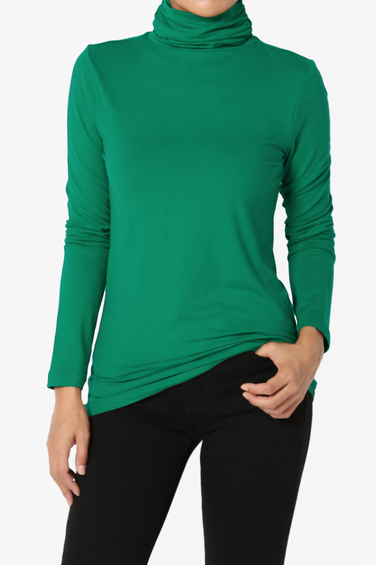 Viable Ruched Turtle Neck Long Sleeve Top FOREST GREEN_1
