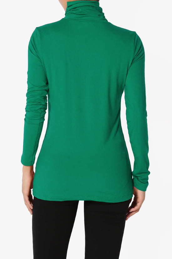 Viable Ruched Turtle Neck Long Sleeve Top FOREST GREEN_2
