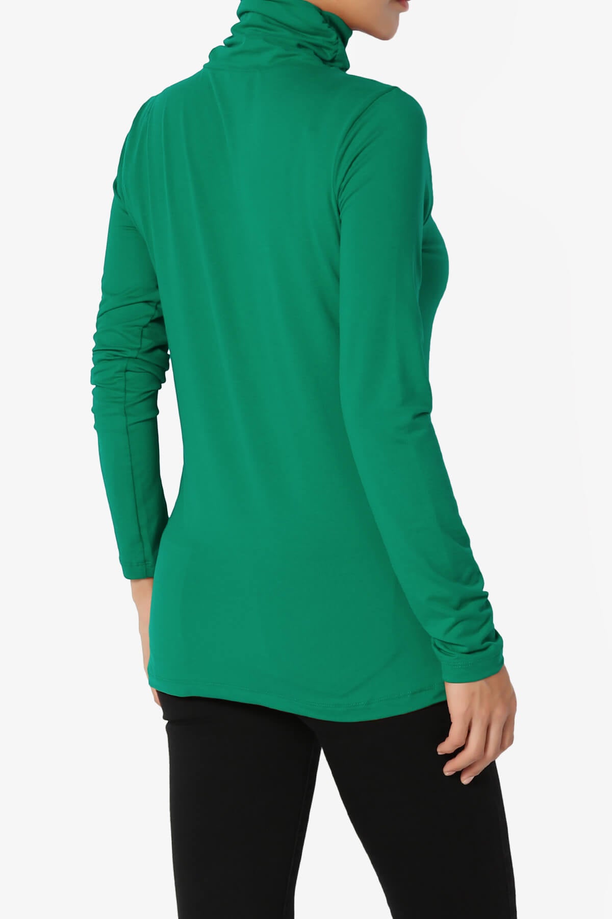Viable Ruched Turtle Neck Long Sleeve Top FOREST GREEN_4