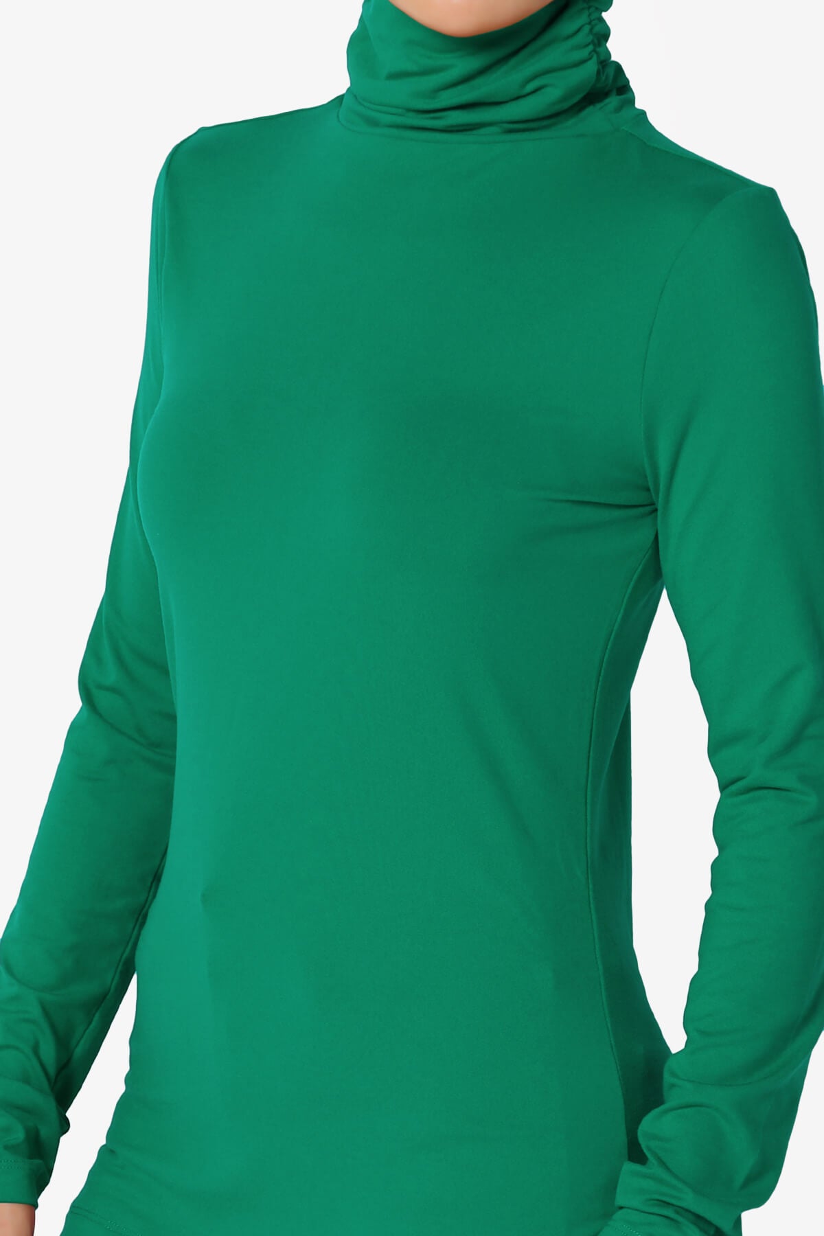 Viable Ruched Turtle Neck Long Sleeve Top FOREST GREEN_5