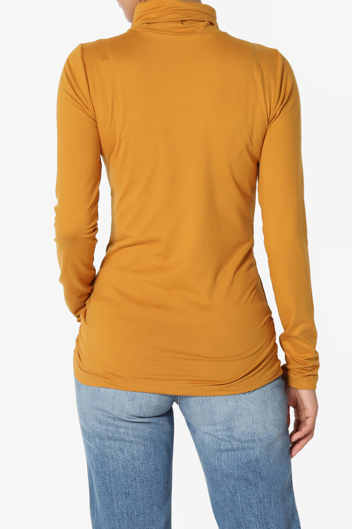 Viable Ruched Turtle Neck Long Sleeve Top GOLDEN MUSTARD_2