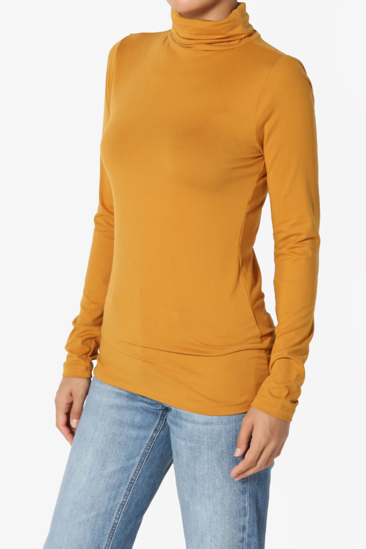 Viable Ruched Turtle Neck Long Sleeve Top GOLDEN MUSTARD_3