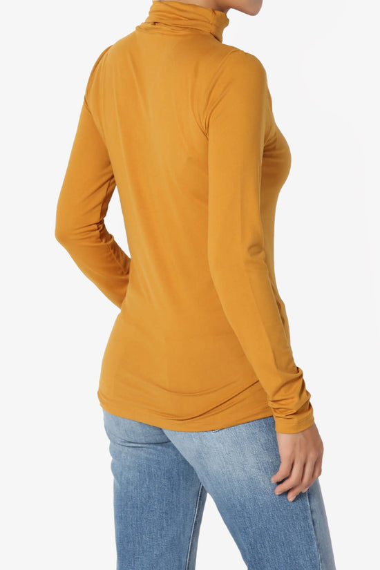 Viable Ruched Turtle Neck Long Sleeve Top GOLDEN MUSTARD_4