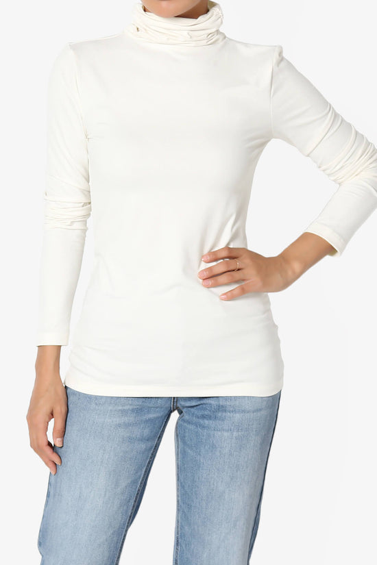 Viable Ruched Turtle Neck Long Sleeve Top IVORY_1