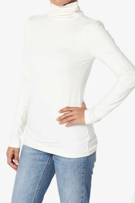 Viable Ruched Turtle Neck Long Sleeve Top IVORY_3
