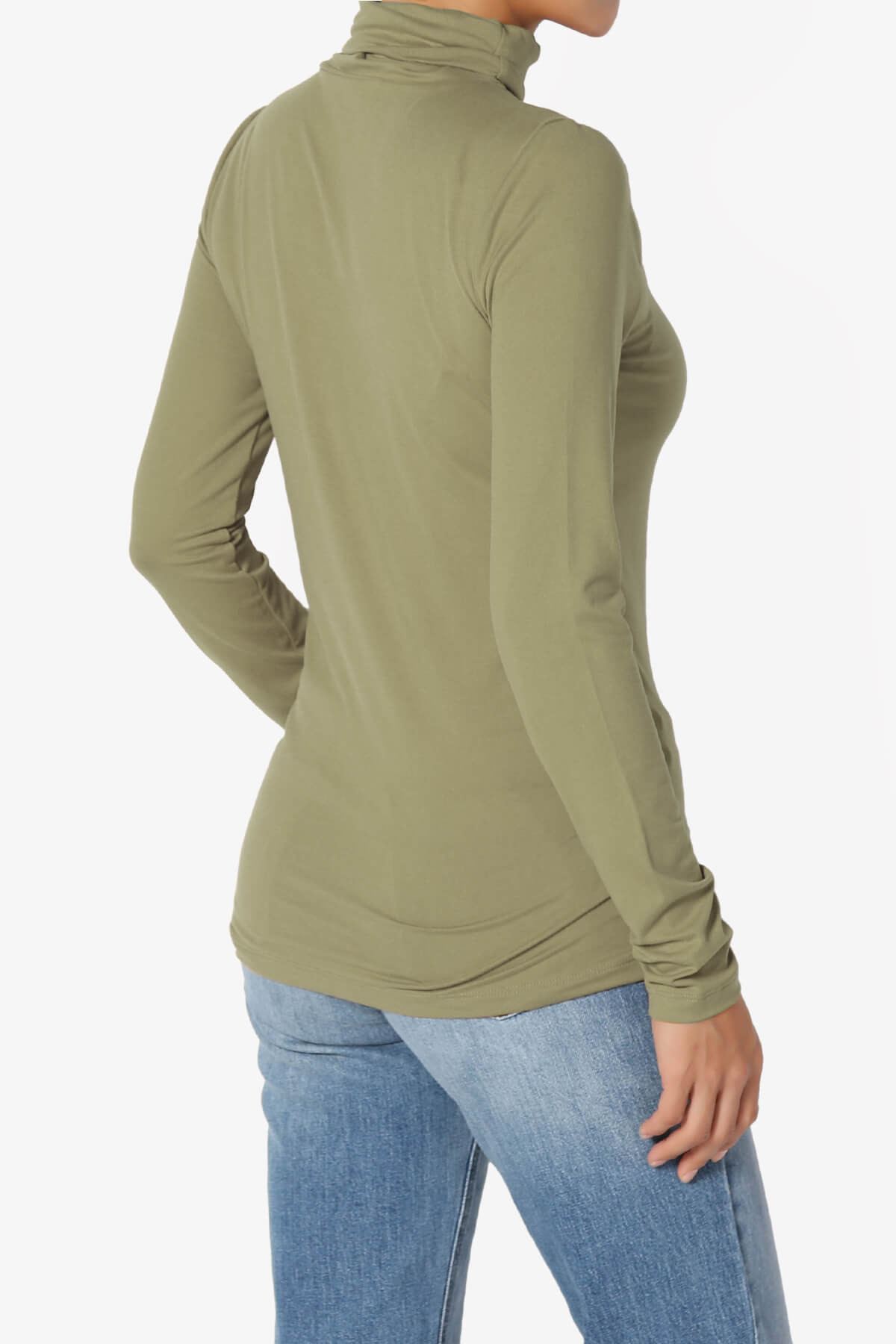 Viable Ruched Turtle Neck Long Sleeve Top KHAKI GREEN_4