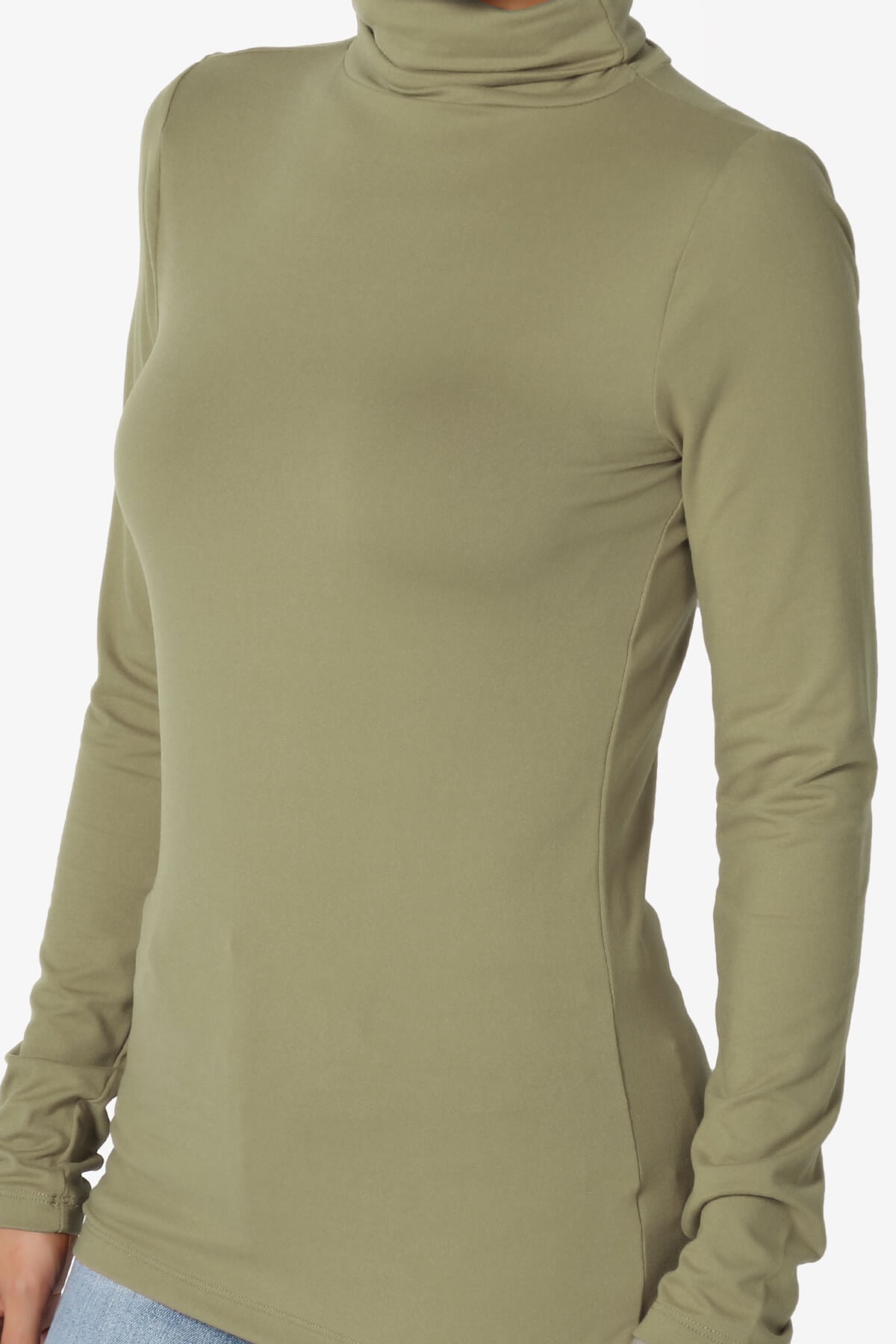 Viable Ruched Turtle Neck Long Sleeve Top KHAKI GREEN_5