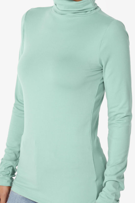 Viable Ruched Turtle Neck Long Sleeve Top LIGHT GREEN_5
