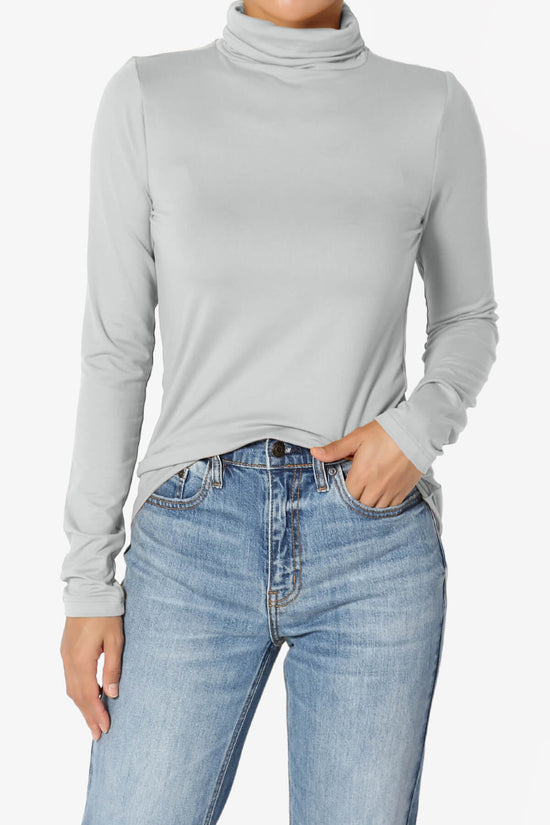 Viable Ruched Turtle Neck Long Sleeve Top LIGHT GREY_1