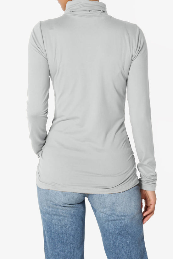 Viable Ruched Turtle Neck Long Sleeve Top LIGHT GREY_2