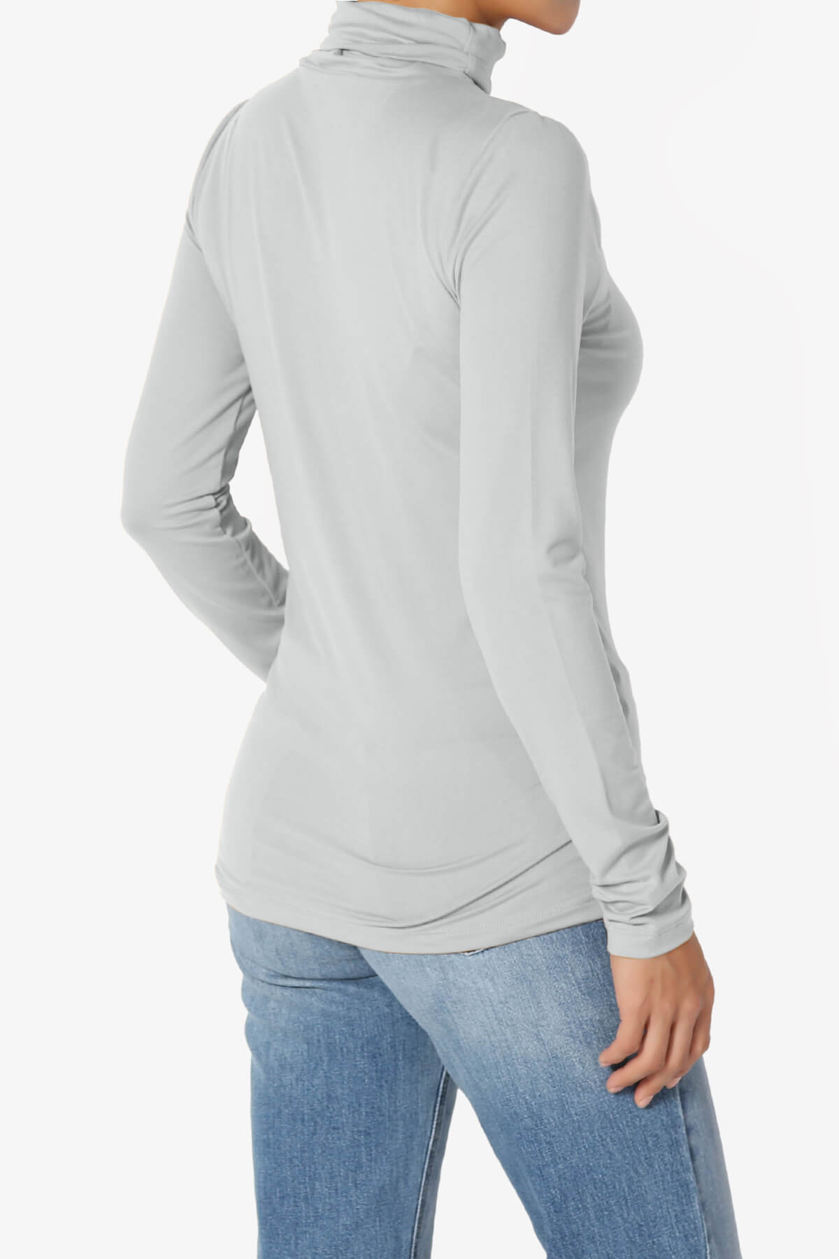 Viable Ruched Turtle Neck Long Sleeve Top LIGHT GREY_4