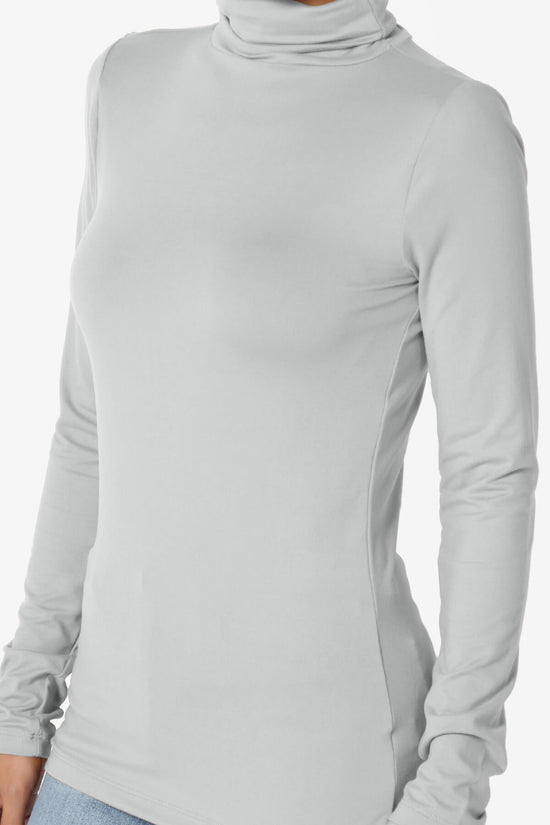 Viable Ruched Turtle Neck Long Sleeve Top LIGHT GREY_5