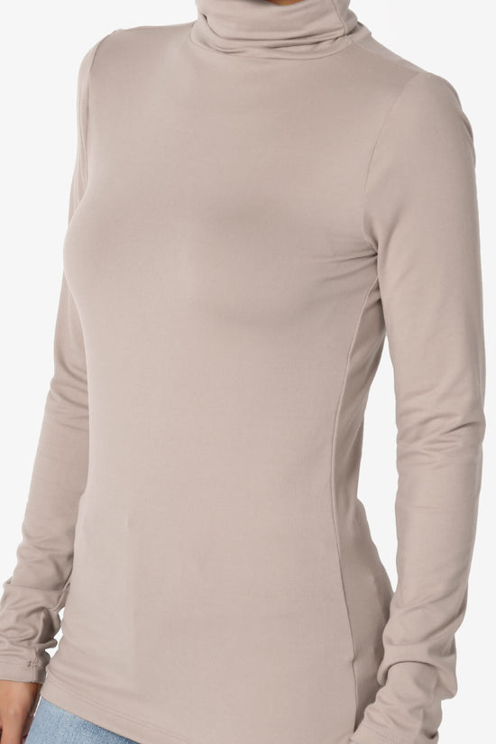 Viable Ruched Turtle Neck Long Sleeve Top LIGHT MOCHA_5