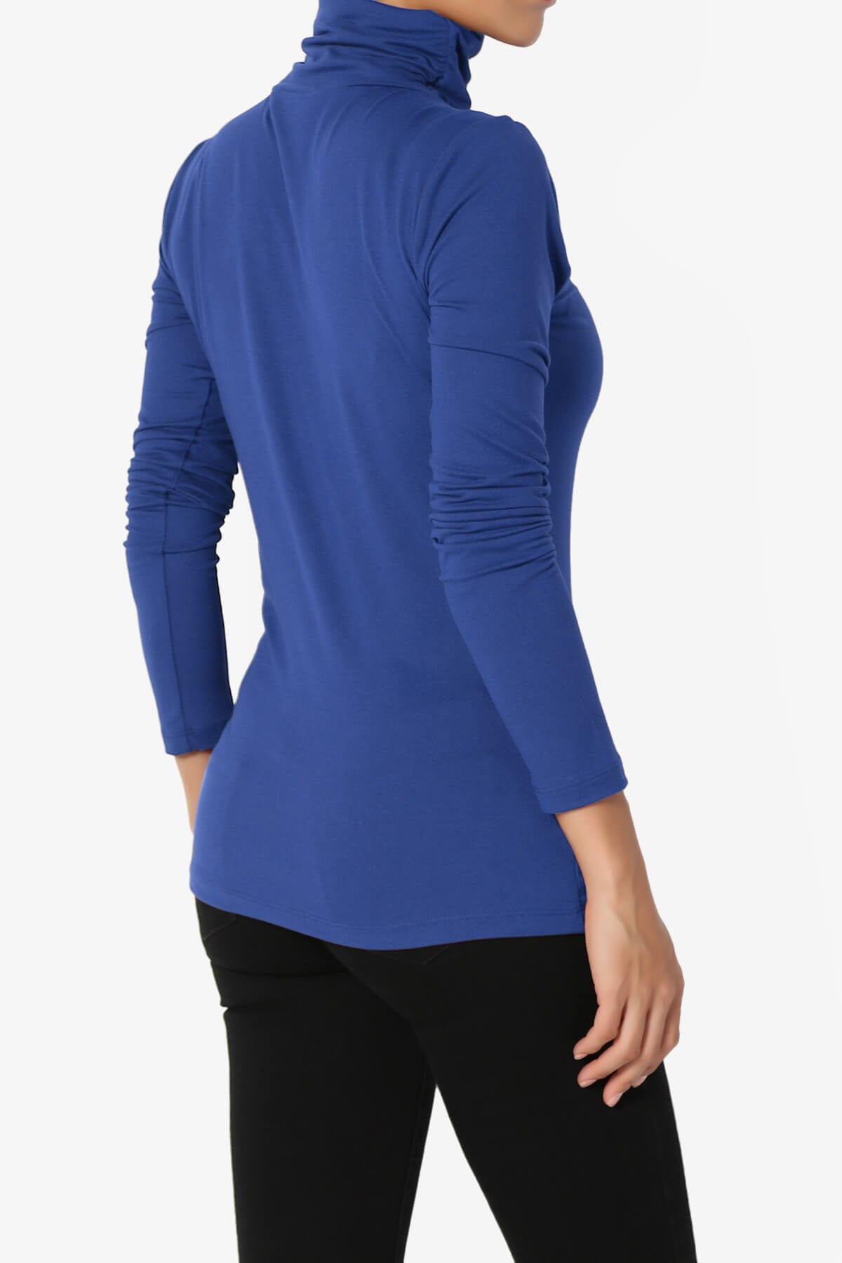 Load image into Gallery viewer, Viable Ruched Turtle Neck Long Sleeve Top MID NAVY_4

