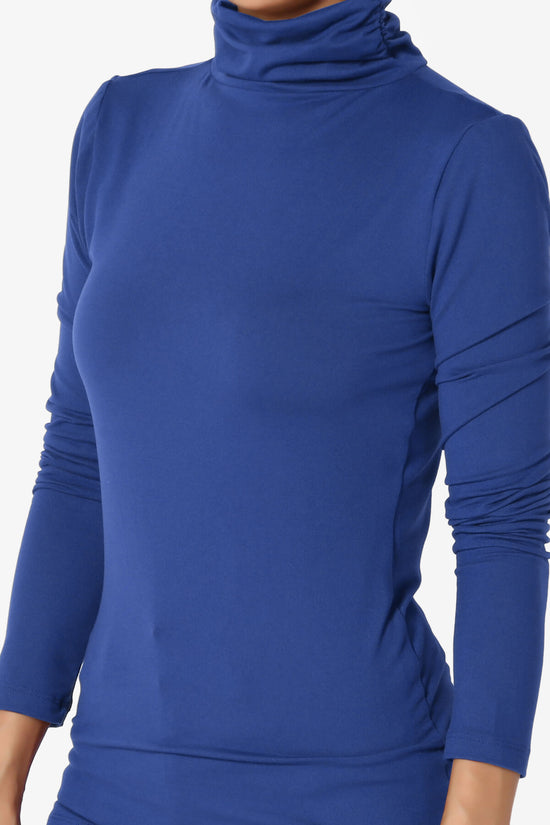 Load image into Gallery viewer, Viable Ruched Turtle Neck Long Sleeve Top MID NAVY_5
