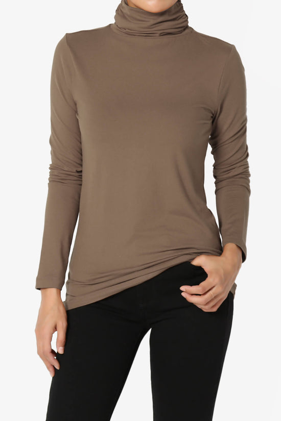 Viable Ruched Turtle Neck Long Sleeve Top MOCHA_1