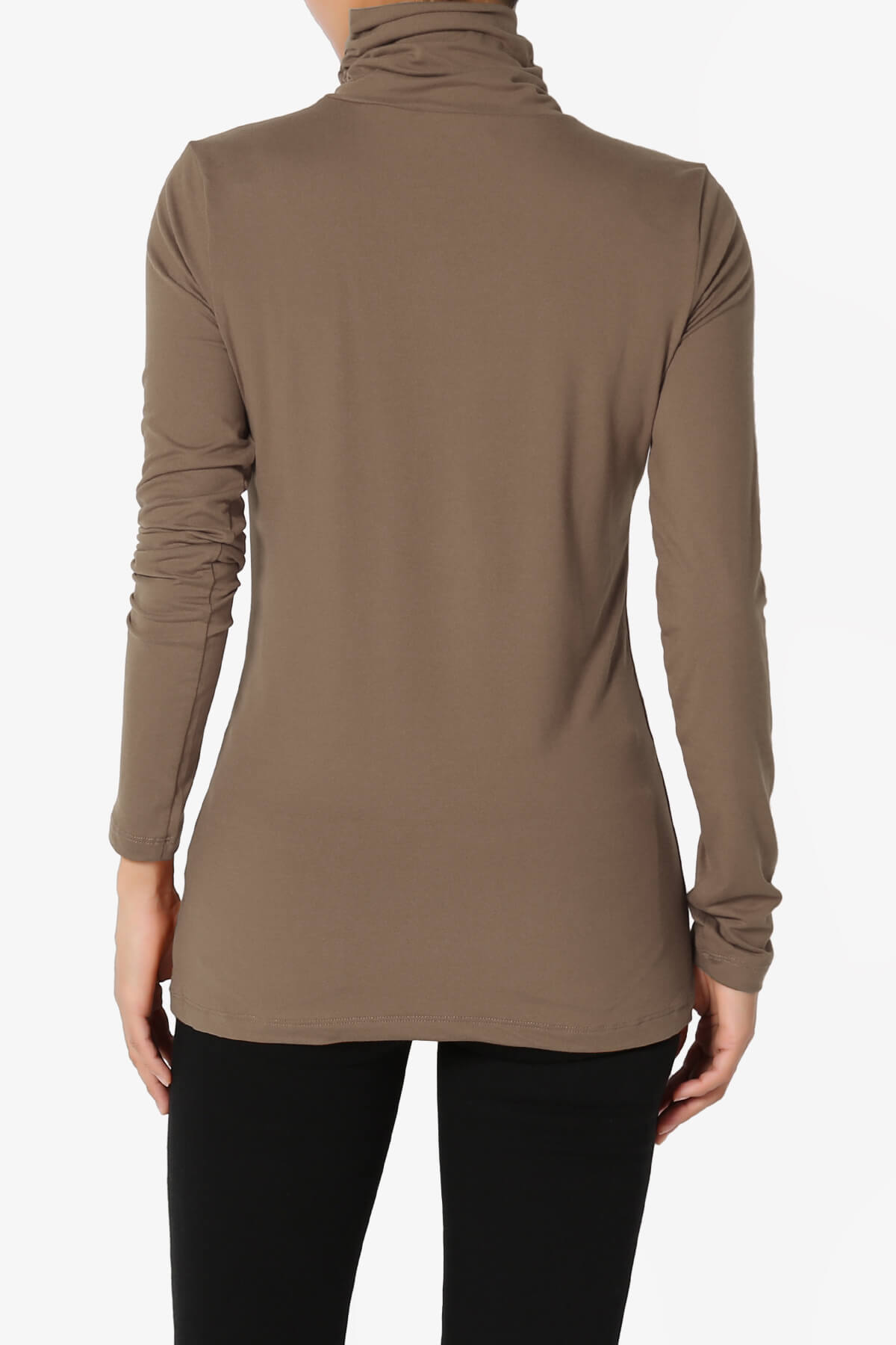 Viable Ruched Turtle Neck Long Sleeve Top MOCHA_2