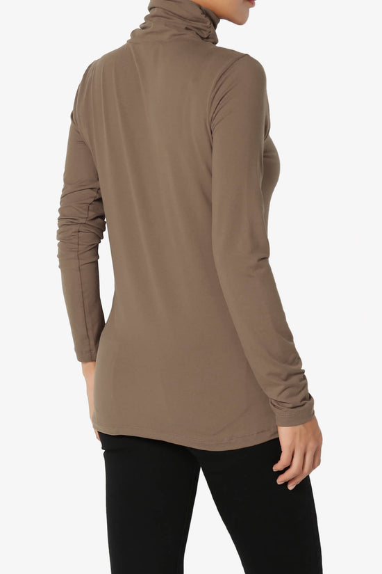 Viable Ruched Turtle Neck Long Sleeve Top MOCHA_4