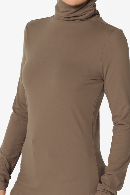 Viable Ruched Turtle Neck Long Sleeve Top MOCHA_5