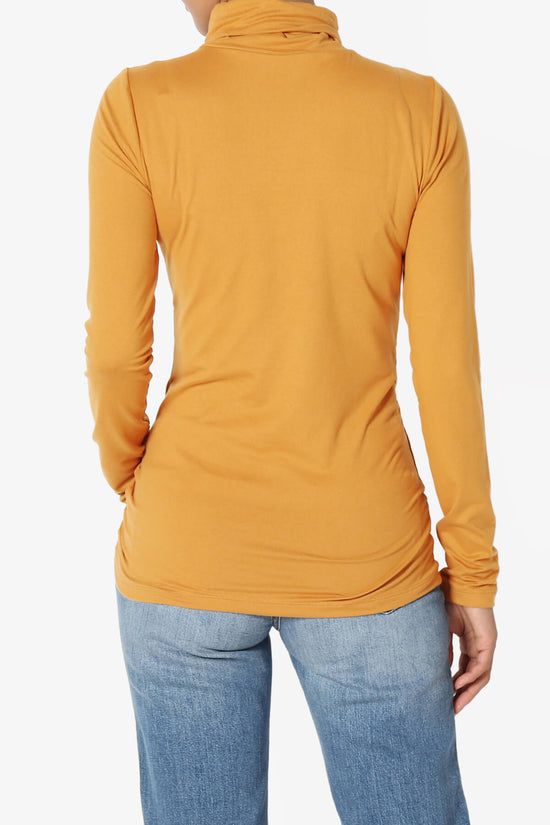 Viable Ruched Turtle Neck Long Sleeve Top MUSTARD_2