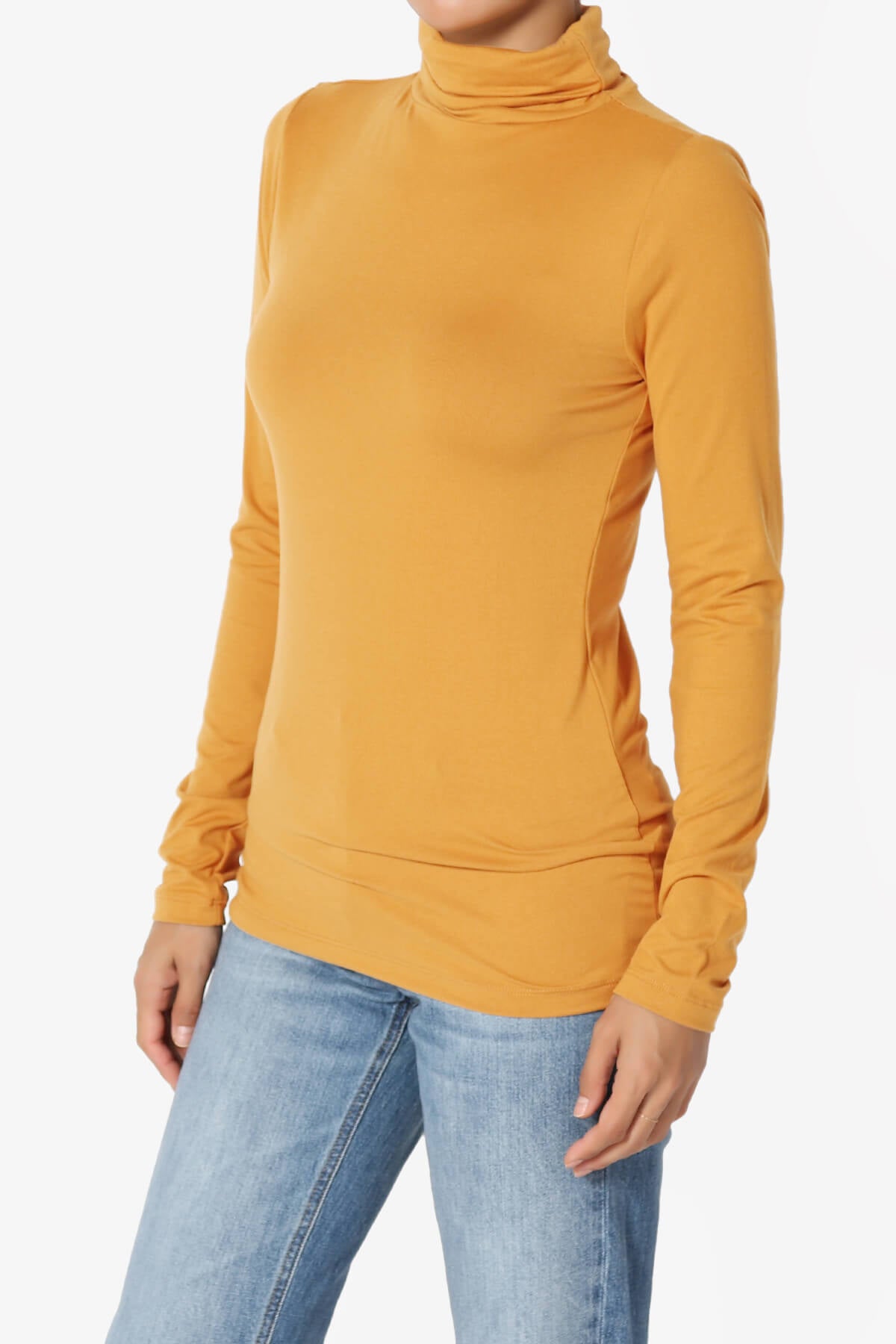 Viable Ruched Turtle Neck Long Sleeve Top MUSTARD_3