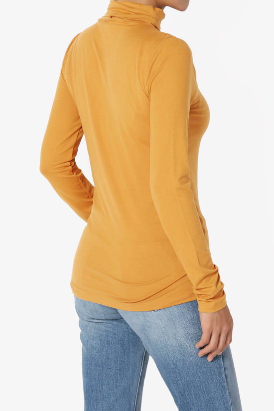 Viable Ruched Turtle Neck Long Sleeve Top MUSTARD_4