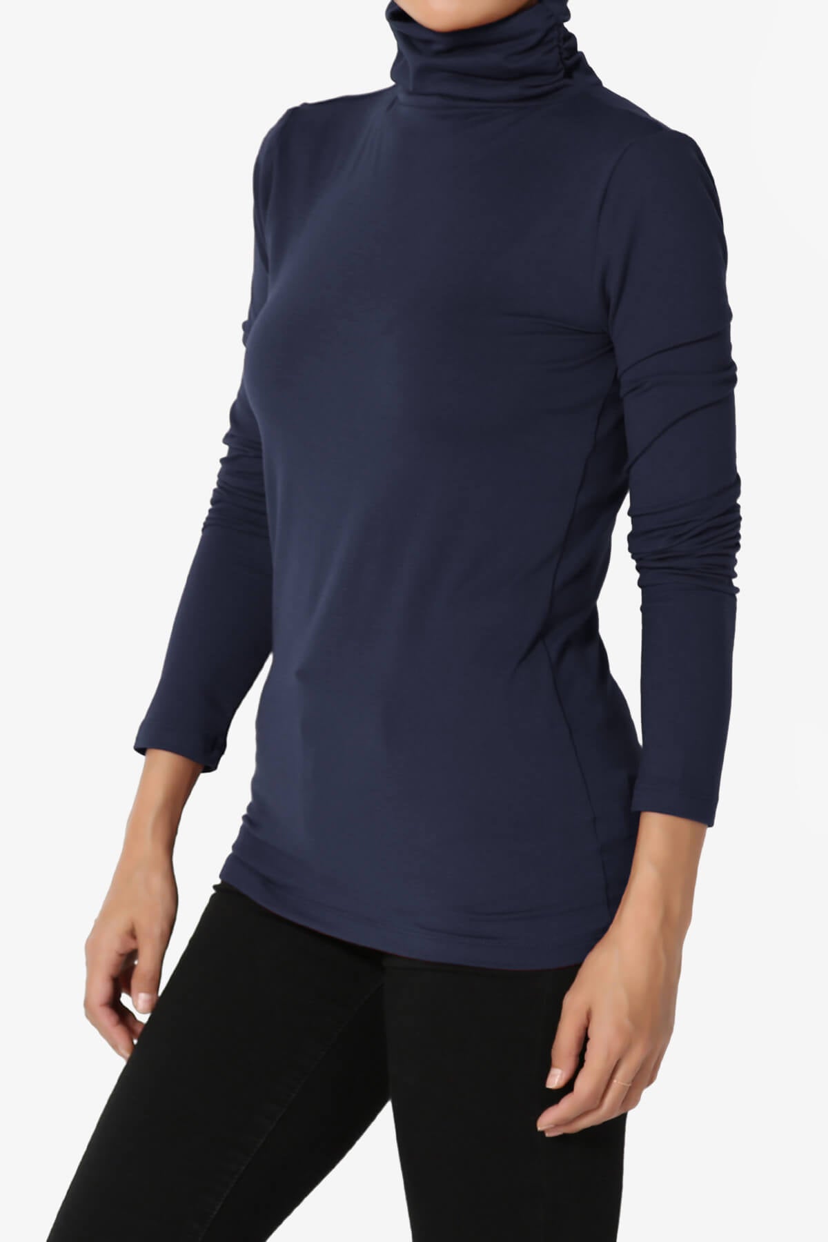 Load image into Gallery viewer, Viable Ruched Turtle Neck Long Sleeve Top NAVY_3
