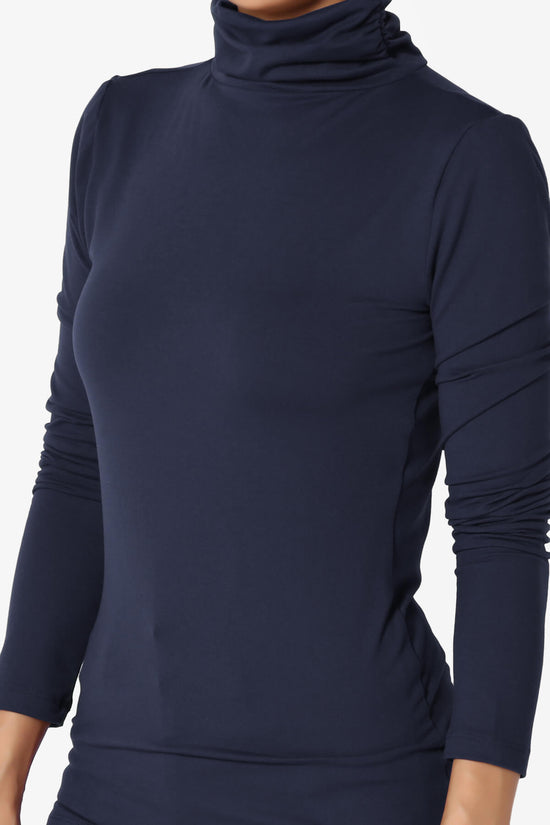 Load image into Gallery viewer, Viable Ruched Turtle Neck Long Sleeve Top NAVY_5
