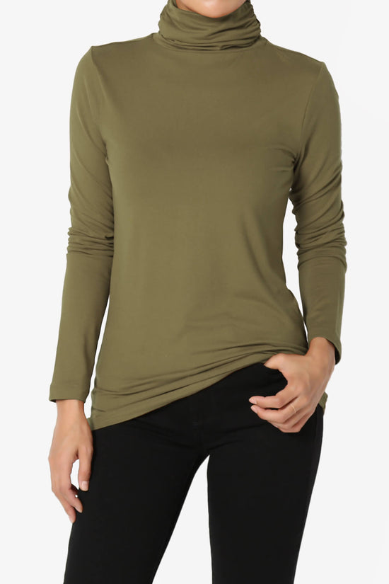 Viable Ruched Turtle Neck Long Sleeve Top OLIVE KHAKI_1