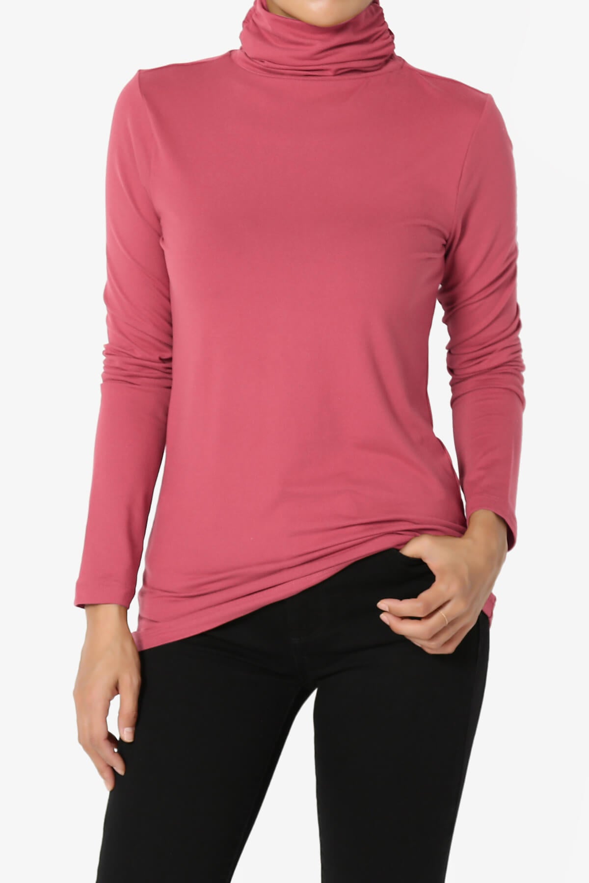 Load image into Gallery viewer, Viable Ruched Turtle Neck Long Sleeve Top ROSE_1
