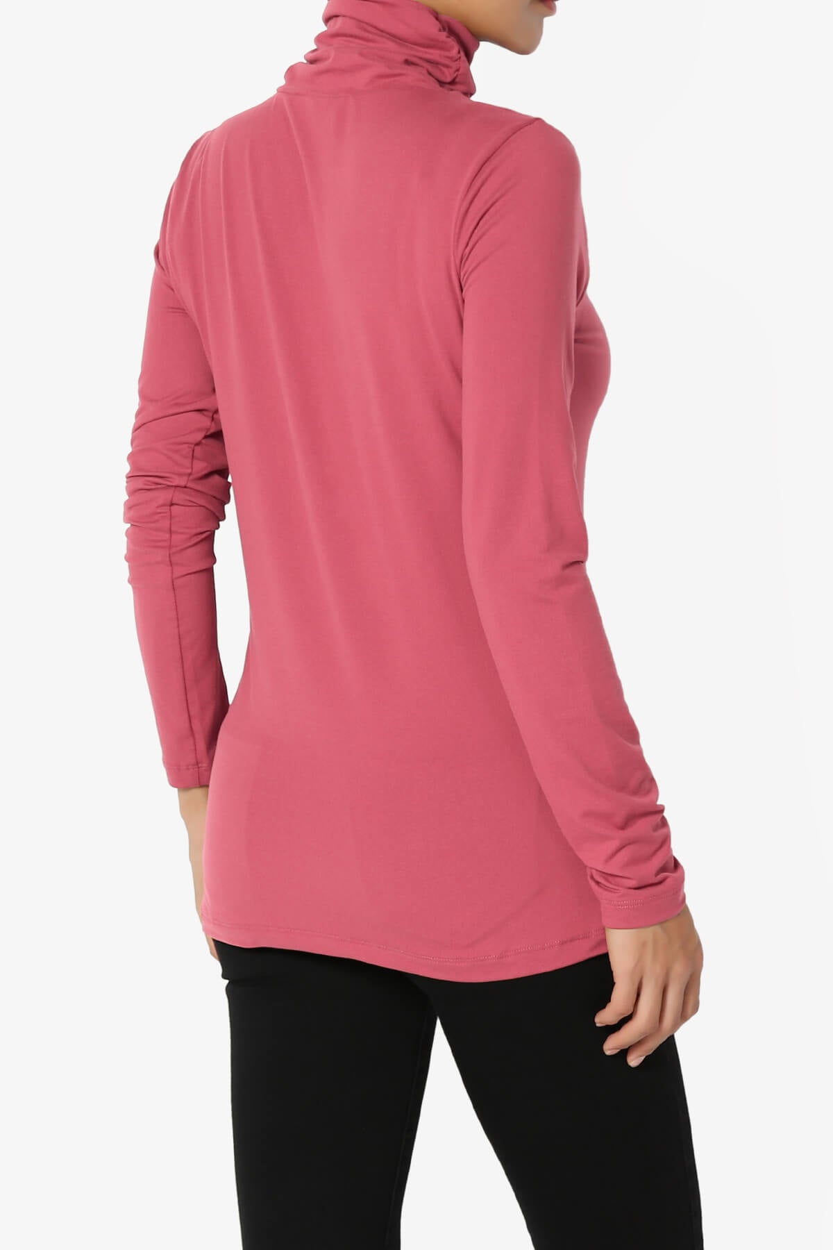 Viable Ruched Turtle Neck Long Sleeve Top ROSE_4