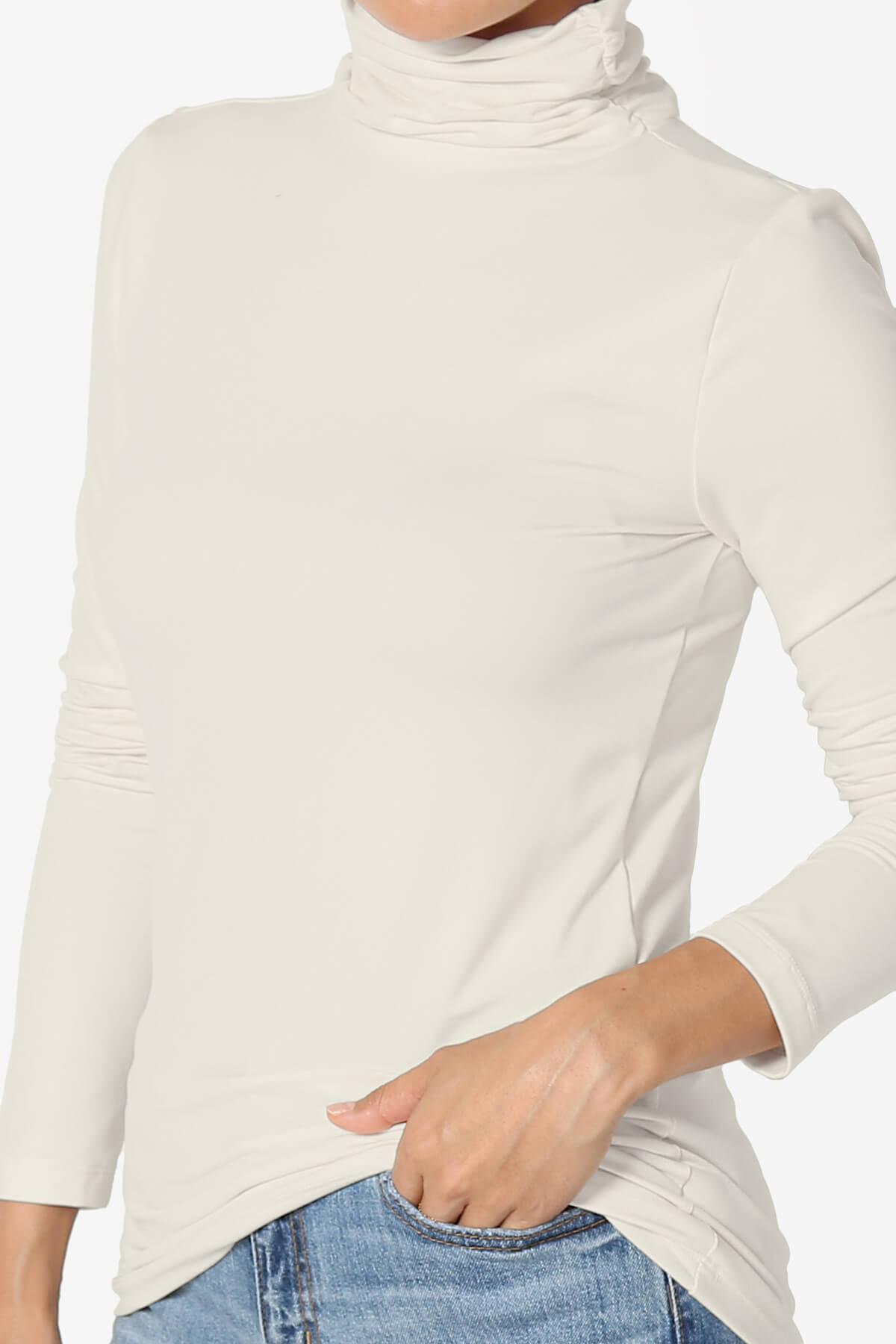 Load image into Gallery viewer, Viable Ruched Turtle Neck Long Sleeve Top SAND BEIGE_5
