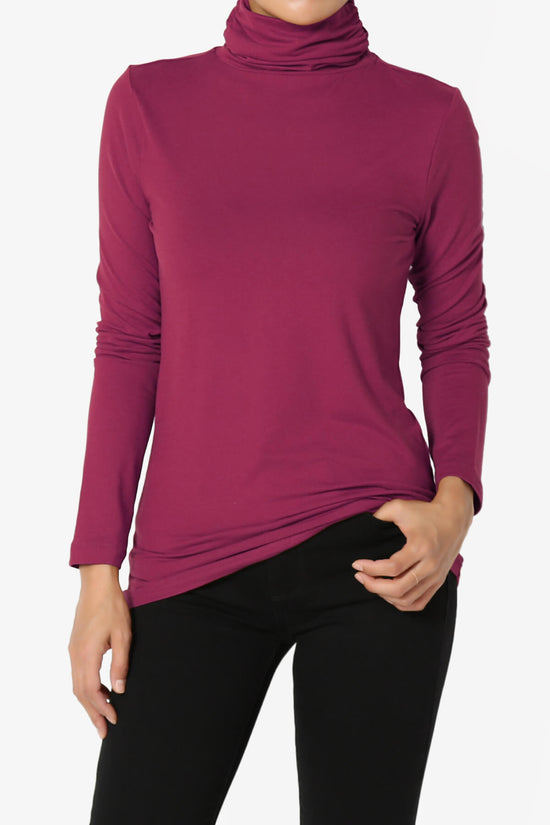 Viable Ruched Turtle Neck Long Sleeve Top WINE_1