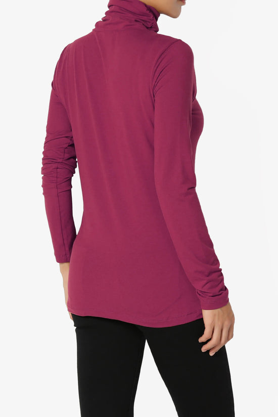 Viable Ruched Turtle Neck Long Sleeve Top WINE_4